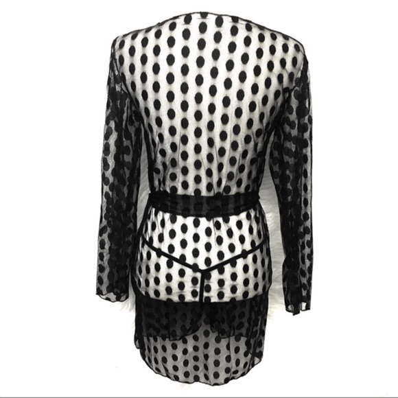Savvy Sexy Set Lace Polka Dot Kimono Wrap Lingerie - Picture 8 of 8